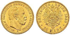 20 Mark Kingdom of Prussia (1701-1918) Gold Wilhelm I, German Emperor (1797-1888)