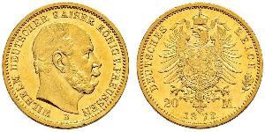 20 Mark Kingdom of Prussia (1701-1918) Gold Wilhelm I, German Emperor (1797-1888)
