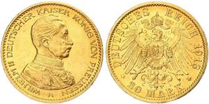 20 Mark Kingdom of Prussia (1701-1918) Gold Wilhelm II, German Emperor (1859-1941)