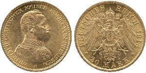 20 Mark Kingdom of Prussia (1701-1918) Gold Wilhelm II, German Emperor (1859-1941)