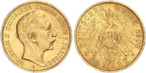 20 Mark Kingdom of Prussia (1701-1918) Gold Wilhelm II, German Emperor (1859-1941)