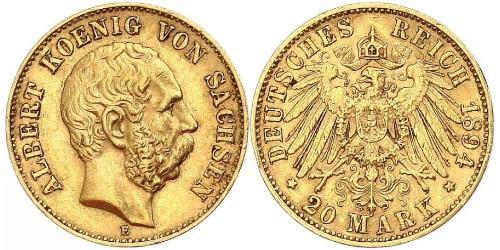 20 Mark Kingdom of Saxony (1806 - 1918) Gold 