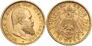 20 Mark Kingdom of Württemberg (1806-1918) Gold Wilhelm II, German Emperor (1859-1941)