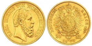 20 Mark Kingdom of Württemberg (1806-1918) Gold 