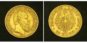 20 Mark Kingdom of Württemberg (1806-1918) Gold Charles I of Württemberg