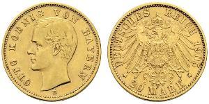 20 Mark Königreich Bayern (1806 - 1918) Gold Otto (Bayern)(1848 – 1916)
