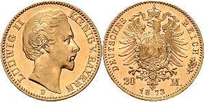 20 Mark Königreich Bayern (1806 - 1918) Gold Ludwig I. (Bayern)(1786 – 1868)