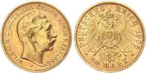20 Mark Königreich Preußen (1701-1918) Gold Wilhelm II, German Emperor (1859-1941)