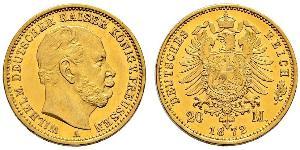 20 Mark Königreich Preußen (1701-1918) Gold Wilhelm I, German Emperor (1797-1888)