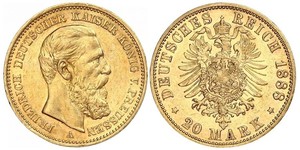 20 Mark Königreich Preußen (1701-1918) Gold Friedrich III. (Deutsches Reich) (1831-1888)