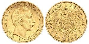 20 Mark Königreich Preußen (1701-1918) Gold Wilhelm II, German Emperor (1859-1941)