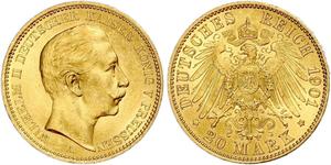 20 Mark Königreich Preußen (1701-1918) Gold Wilhelm II, German Emperor (1859-1941)