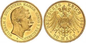 20 Mark Königreich Preußen (1701-1918) Gold Wilhelm II, German Emperor (1859-1941)