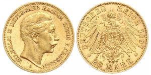 20 Mark Königreich Preußen (1701-1918) Gold Wilhelm II, German Emperor (1859-1941)