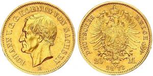 20 Mark Königreich Sachsen (1806 - 1918) Gold 