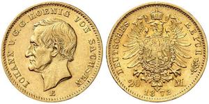 20 Mark Königreich Sachsen (1806 - 1918) Gold 