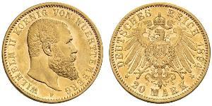 20 Mark Königreich Württemberg (1806-1918) Gold Wilhelm II, German Emperor (1859-1941)