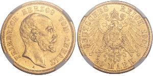20 Mark Anhalt-Dessau (1603 -1863) Or Frederick I, Duke of Anhalt (1831-1904)