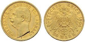 20 Mark Anhalt-Dessau (1603 -1863) Or Frédéric II d