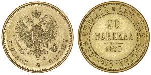20 Mark Empire russe (1720-1917) / Grand-duché de Finlande (1809 - 1917) Or Alexandre III (1845 -1894)