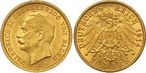 20 Mark Grand-duché de Bade (1806-1918) Or Frédéric II de Bade (1857-1928) (1857 - 1928)