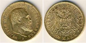 20 Mark Grand-duché de Bade (1806-1918) Or 