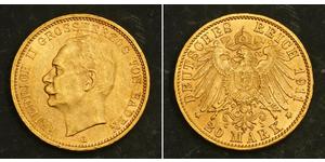 20 Mark Grand-duché de Bade (1806-1918) Or Frédéric II de Bade (1857-1928) (1857 - 1928)