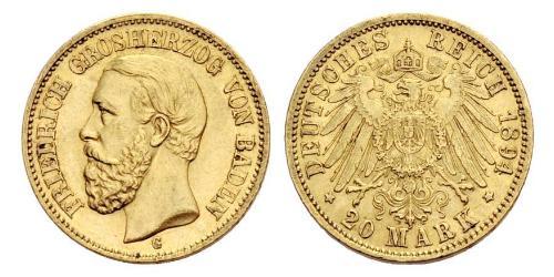 20 Mark Grand-duché de Bade (1806-1918) Or Frédéric Ier de Bade (1826-1907) (1826 - 1907)