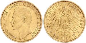 20 Mark Grand-duché de Hesse (1806 - 1918) Or Ernest-Louis de Hesse (1868 - 1937)