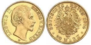 20 Mark Royaume de Bavière (1806 - 1918) Or Louis Ier de Bavière(1786 – 1868)