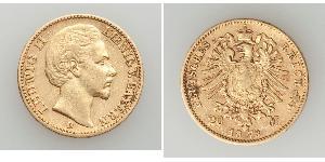 20 Mark Royaume de Bavière (1806 - 1918) Or Louis Ier de Bavière(1786 – 1868)