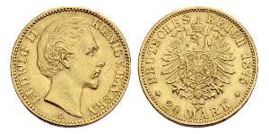 20 Mark Royaume de Bavière (1806 - 1918) Or Louis II de Bavière (1845-1886)(1845 – 1886)