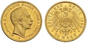20 Mark Royaume de Prusse (1701-1918) Or Wilhelm II, German Emperor (1859-1941)