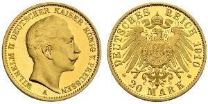 20 Mark Royaume de Prusse (1701-1918) Or Wilhelm II, German Emperor (1859-1941)
