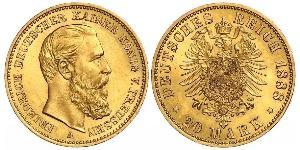20 Mark Royaume de Prusse (1701-1918) Or Frédéric III (Empire allemand) (1831-1888)