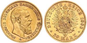 20 Mark Royaume de Prusse (1701-1918) Or Frédéric III (Empire allemand) (1831-1888)
