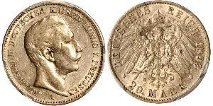 20 Mark Royaume de Prusse (1701-1918) Or Wilhelm II, German Emperor (1859-1941)