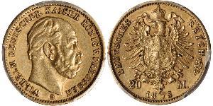 20 Mark Royaume de Prusse (1701-1918) Or Wilhelm I, German Emperor (1797-1888)