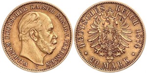 20 Mark Royaume de Prusse (1701-1918) Or Wilhelm I, German Emperor (1797-1888)