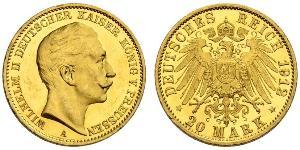 20 Mark Royaume de Prusse (1701-1918) Or Wilhelm II, German Emperor (1859-1941)