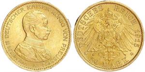 20 Mark Royaume de Prusse (1701-1918) Or Wilhelm II, German Emperor (1859-1941)