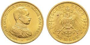20 Mark Royaume de Prusse (1701-1918) Or Wilhelm II, German Emperor (1859-1941)