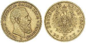 20 Mark Royaume de Prusse (1701-1918) Or Frédéric III (Empire allemand) (1831-1888)