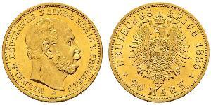 20 Mark Royaume de Prusse (1701-1918) Or Wilhelm I, German Emperor (1797-1888)