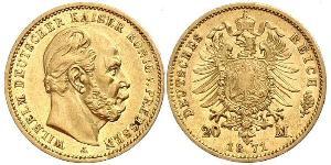 20 Mark Royaume de Prusse (1701-1918) Or Wilhelm I, German Emperor (1797-1888)