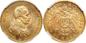 20 Mark Royaume de Prusse (1701-1918) Or Wilhelm II, German Emperor (1859-1941)