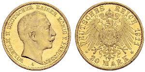 20 Mark Royaume de Prusse (1701-1918) Or Wilhelm II, German Emperor (1859-1941)