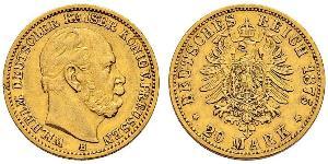 20 Mark Royaume de Prusse (1701-1918) Or Wilhelm I, German Emperor (1797-1888)
