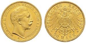 20 Mark Royaume de Prusse (1701-1918) Or Wilhelm II, German Emperor (1859-1941)