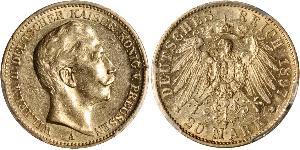 20 Mark Royaume de Prusse (1701-1918) Or Wilhelm II, German Emperor (1859-1941)
